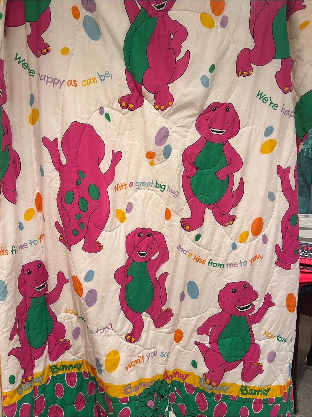 Vintage Barneys & Friends Dinosaur twin comforter 90s Retro cartoon bedding